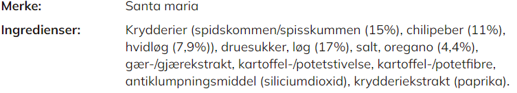 Skjermbilde fra meny.no